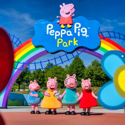 Family Pig with Baby Evie at PEPPA PIG Park in Günzburg