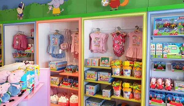 Peppa pig oys and clothing for children in Mr. Fox's Shop