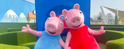 George Pig with hearing aid and Peppa Pig