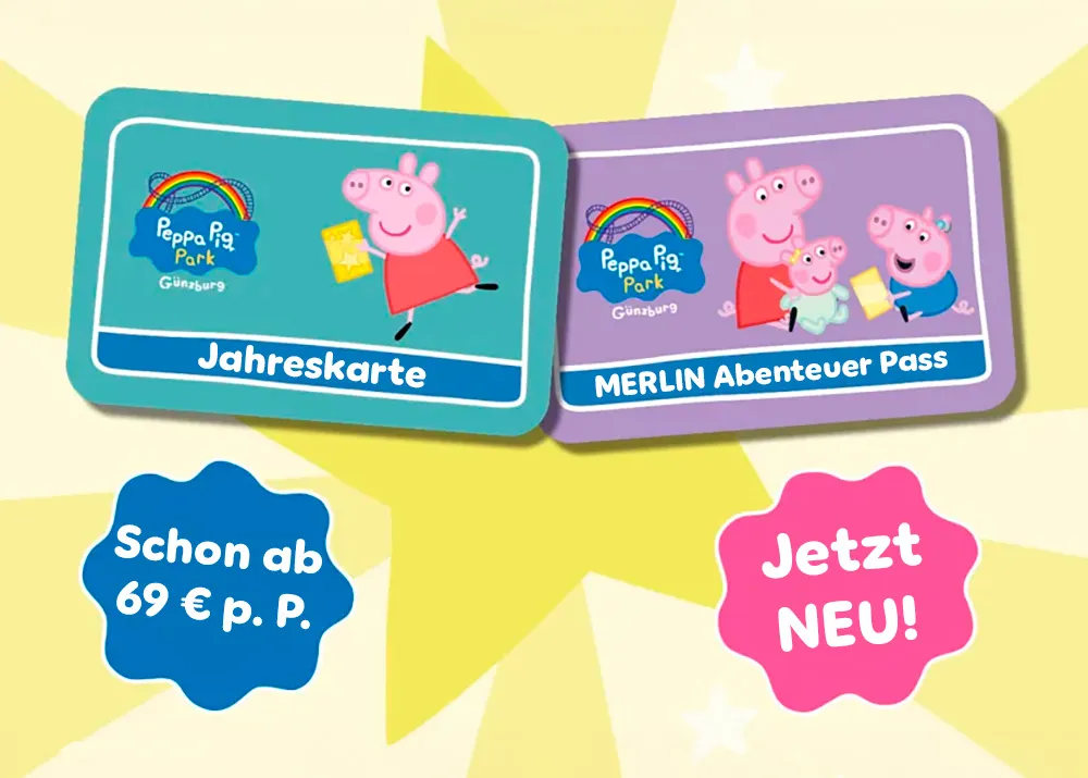 PEPPA PIG Park Jahreskarte und Merlin Abenteuer Pass