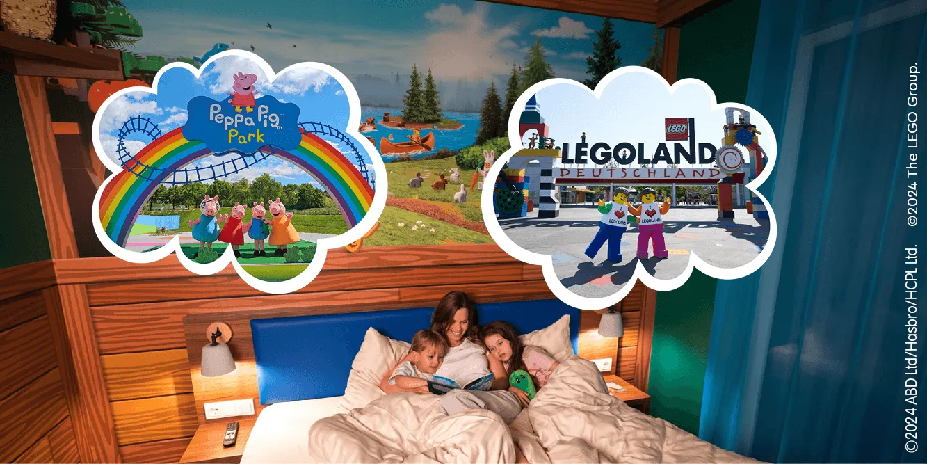PEPPA PIG Park LEGOLAND Familie im Bett