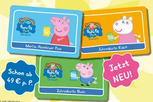 PEPPA PIG Park Jahreskarten Kids+, Basic und Merlin Abenteuer Pass